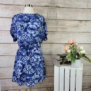 Piperlime Collection Blue Abstract Sheer Dress L‎